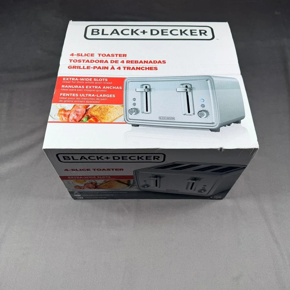 Black+Decker TR4900SSD 4-Slice Toaster Silver Stainless‎ Steel Wide Slot Kitchen